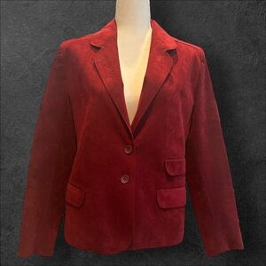 Vintage 1970s Red Suede Women’s‎ Blazer, Size 10